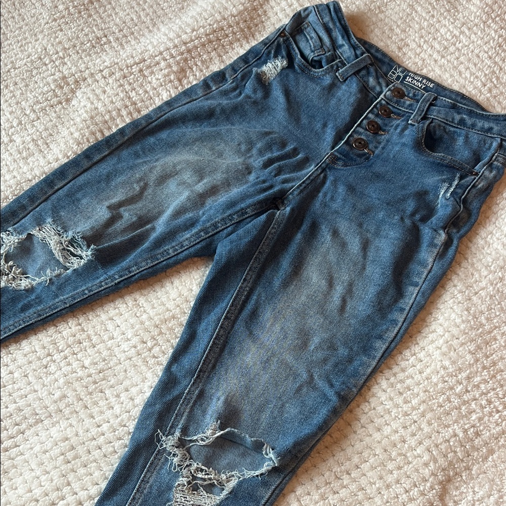 NOBO Distressed Blue Skinny Jeans